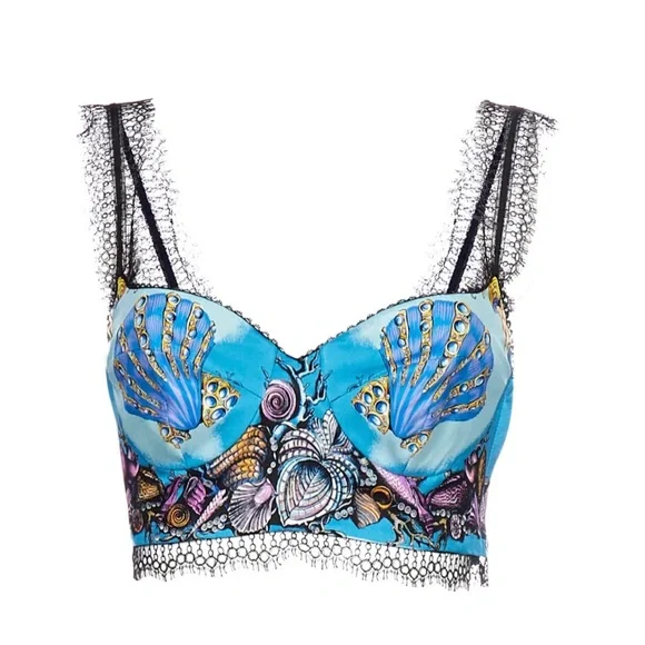Versace Trésor De La Mer Print Bralette Top - Picture 3 of 10